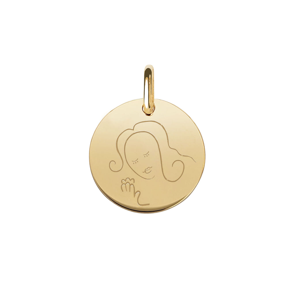Muze 18k gold vermeil Faith medal necklace art inspired jewelry, dainty talisman symbol of hope, protection and spirituality. A sentimental gift perfect for newly born, godchild or as a friendship thank you gift.
