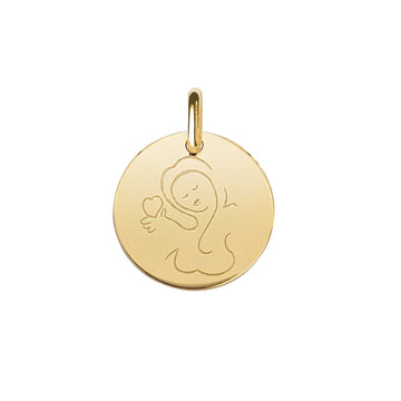 Muze 18k gold vermeil medal Love charm, art inspired jewelry, dainty talisman symbol of love, protection. Meaningful sentimental gift perfect for mother, daughter or girlfriend.