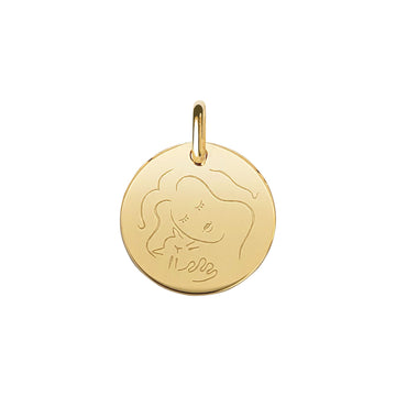Muze 18k gold vermeil cat medal charm, art inspired jewelry, dainty talisman symbol of love and affection. Meaningful sentimental gift perfect for cat lovers or as a friendship gift.