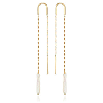 Baroque long Pearl Earrings Freshwater Pearls - 18k Gold - Perle de Lune