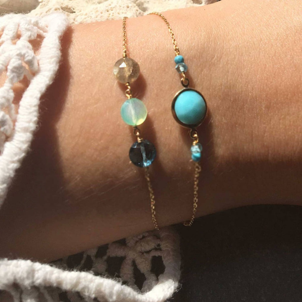 Precious Chain Bracelet Turquoise - 18k Gold - Perle de Lune