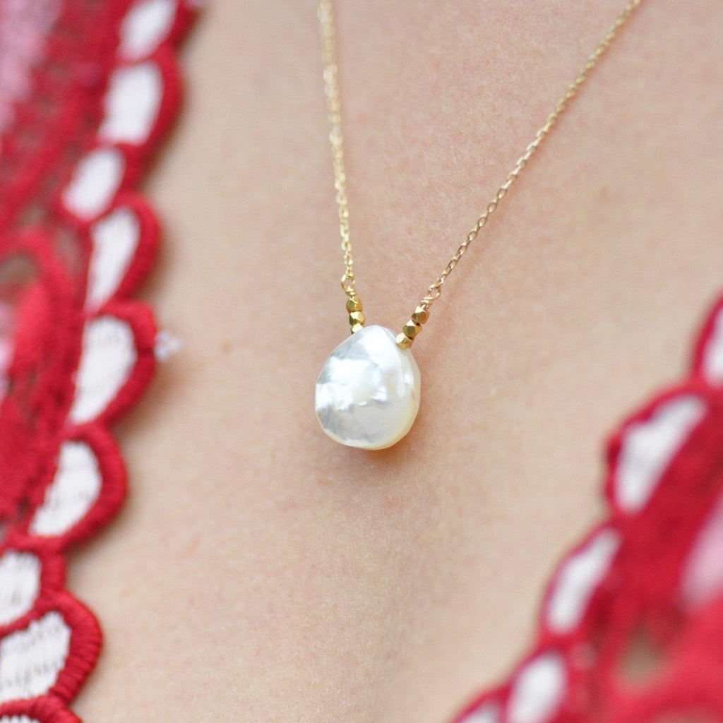 Large Drop Floating Necklace - Perle de Lune