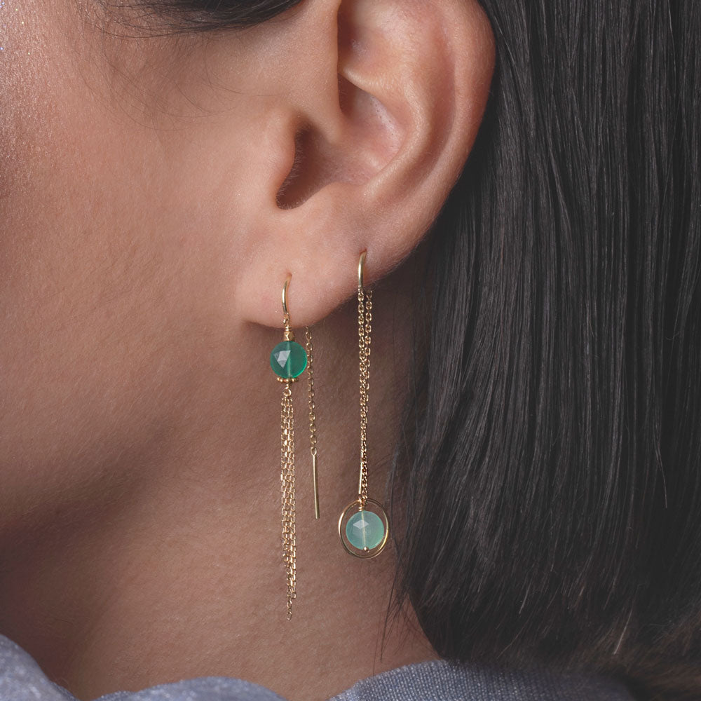 boucles d'oreille or pierre de lune pierres de couleur perledelune gold earrings with gemstones pierre de lune