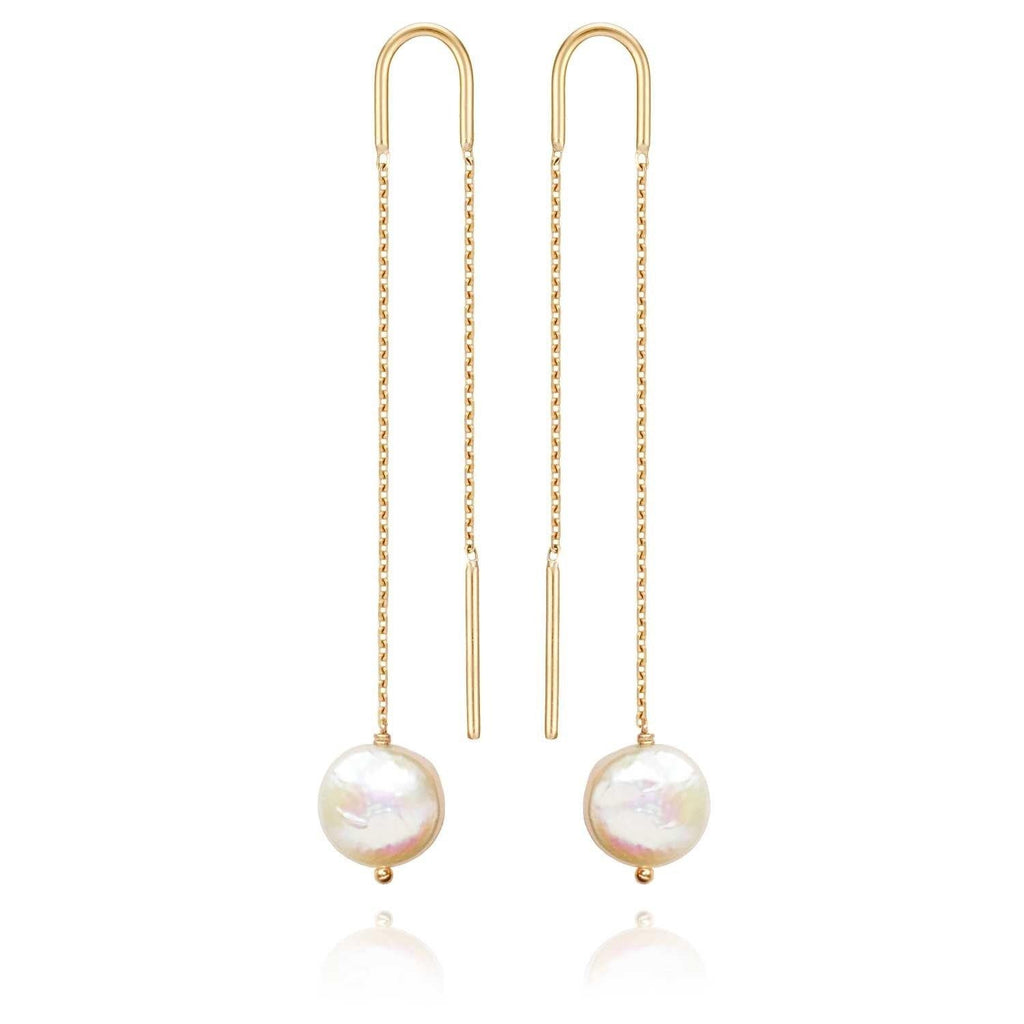 Baroque Flat Pearl Earrings Freshwater Pearls - 18k Gold - Perle de Lune