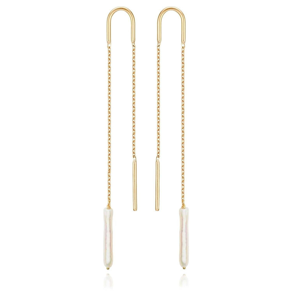 Baroque long Pearl Earrings Freshwater Pearls - 18k Gold - Perle de Lune