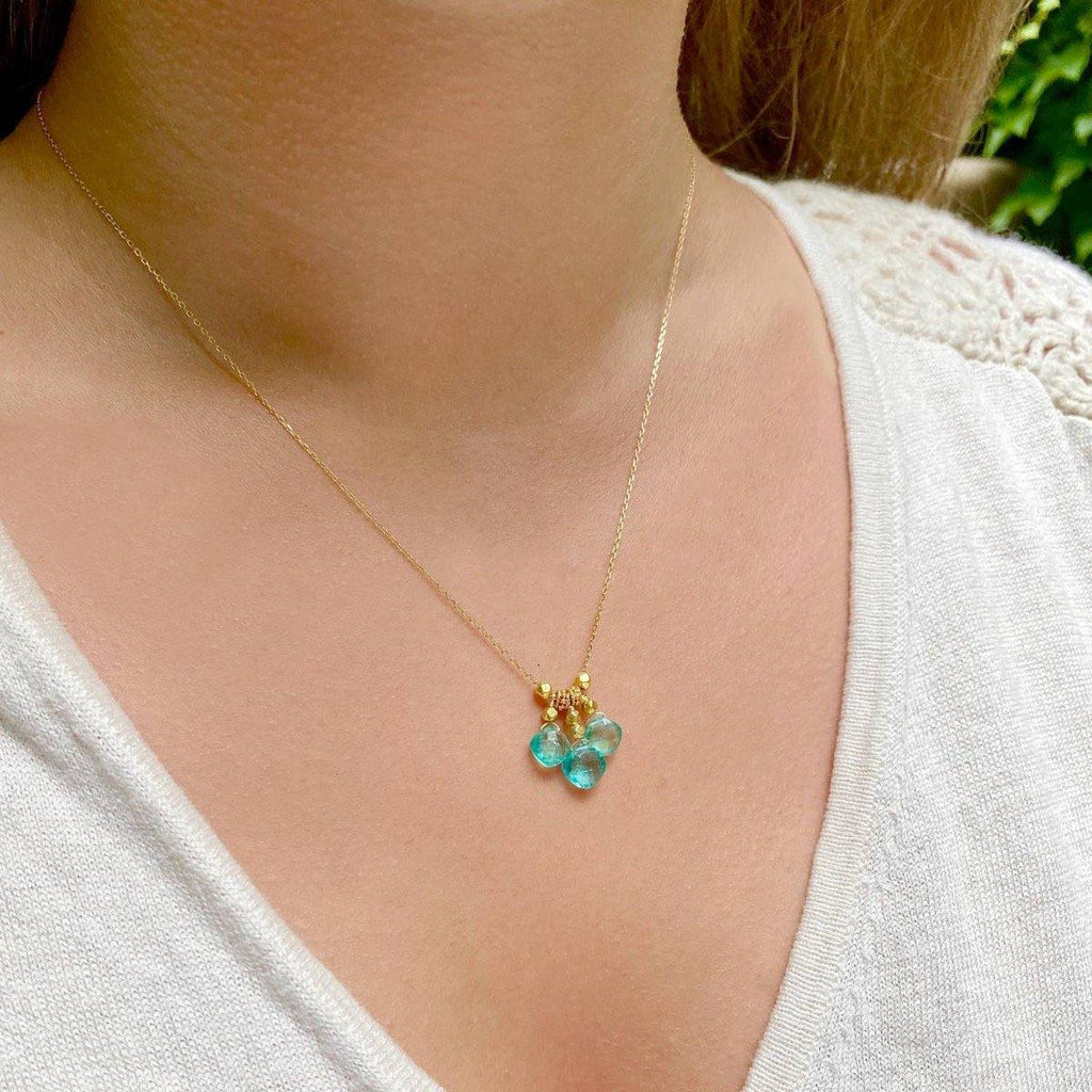 Cushion Boho Necklace Apatite - 18k Gold - Perle de Lune