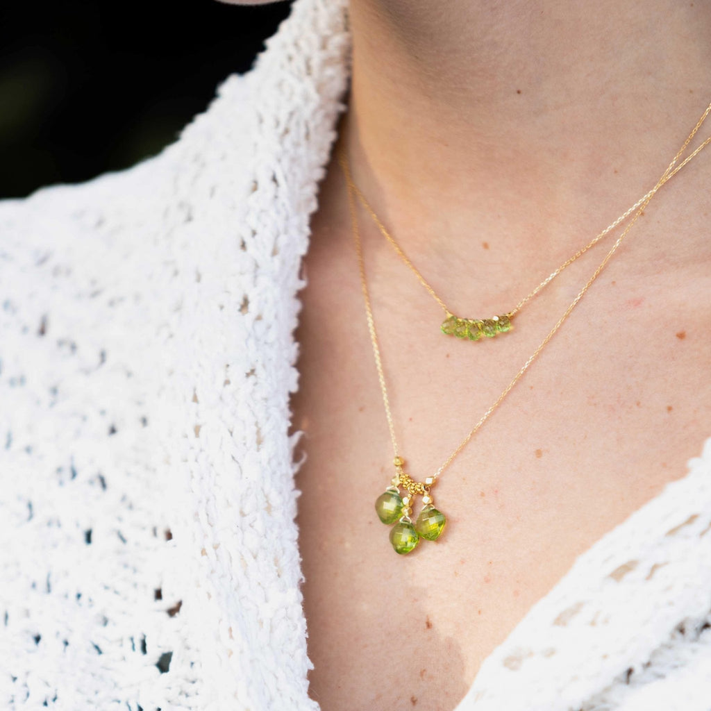 Cushion Boho Necklace Peridot - 18k Gold - Perle de Lune