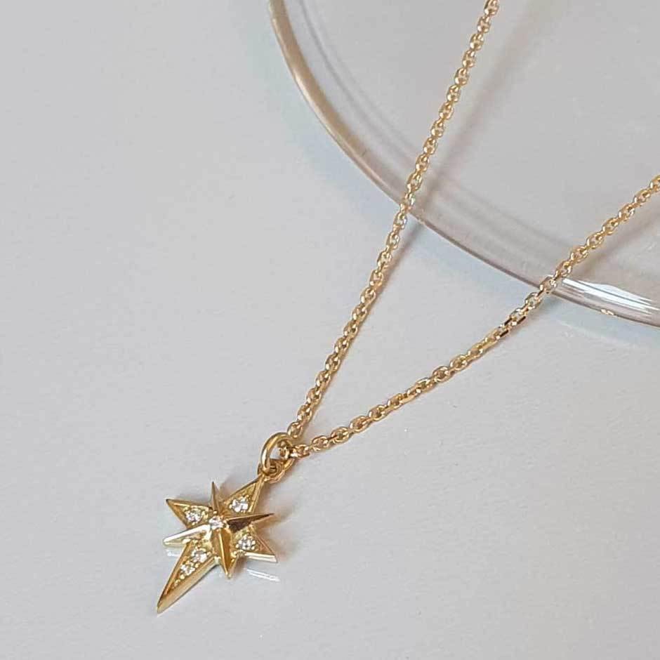 Diamond Northern Star Necklace Diamond - 18k Gold - Perle de Lune