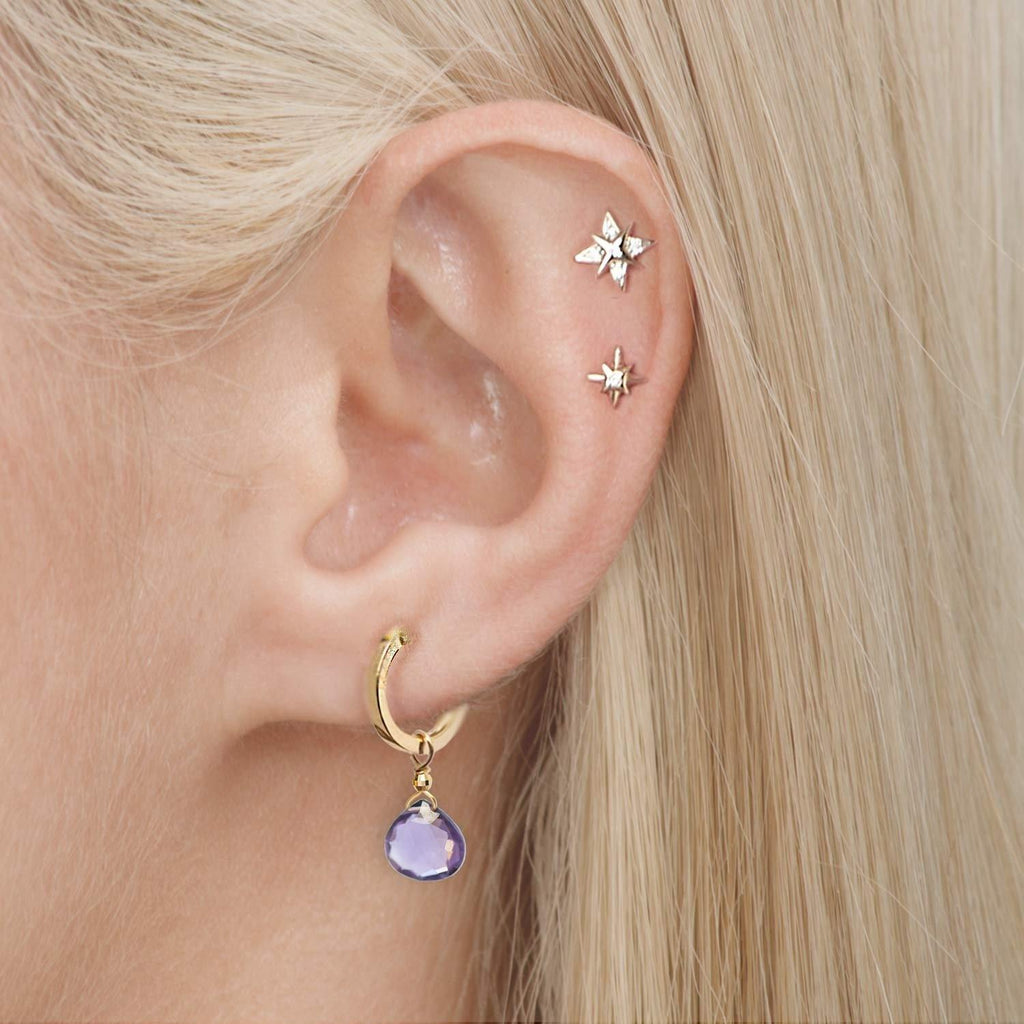 Drop Charm for Earring Amethyst -18k Gold - Perle de Lune