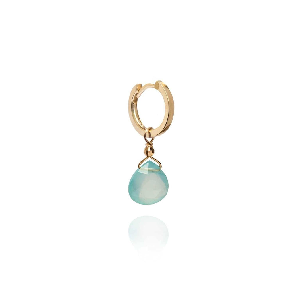 Drop Charm for Earring Green Chalcedony 18k gold - Perle de Lune