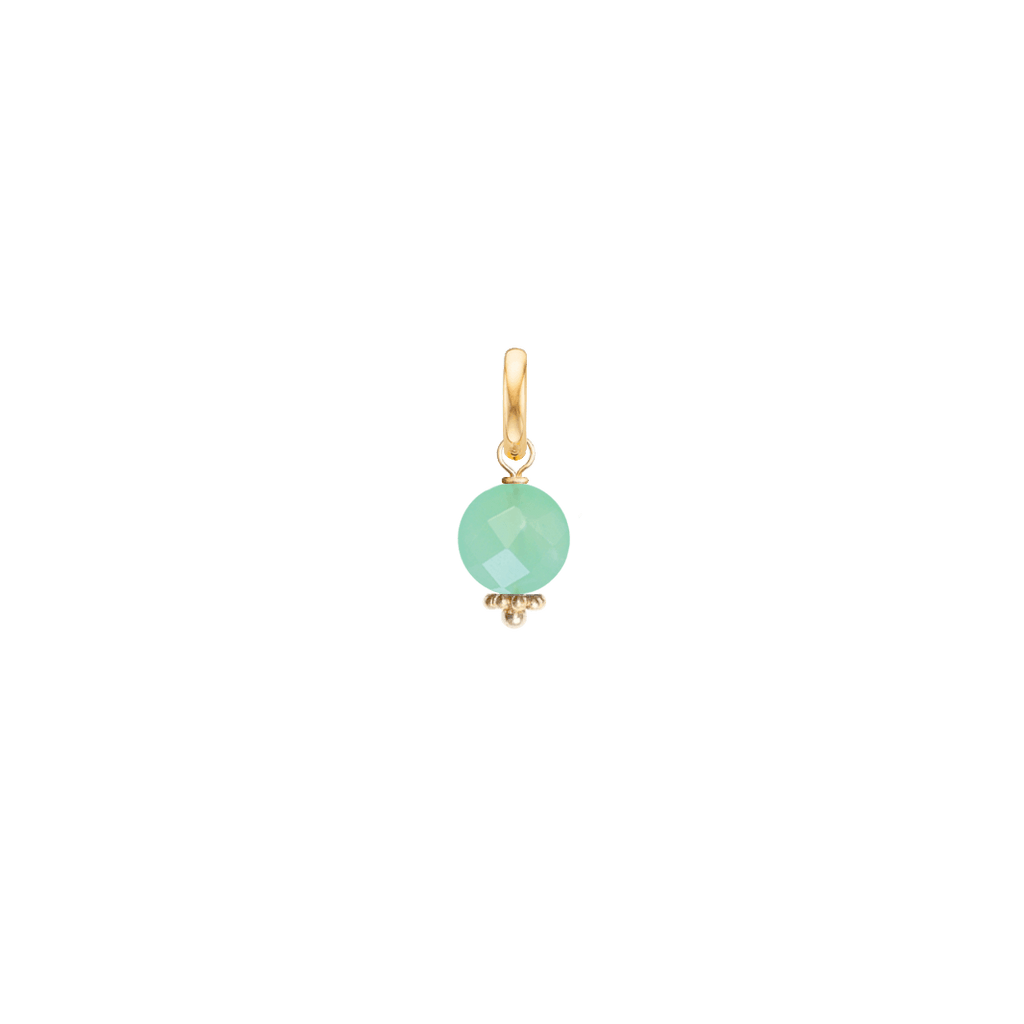 Jaipur Pastille Charm for Necklace Chrysoprase - Boho bead -18k Gold - Perle de Lune