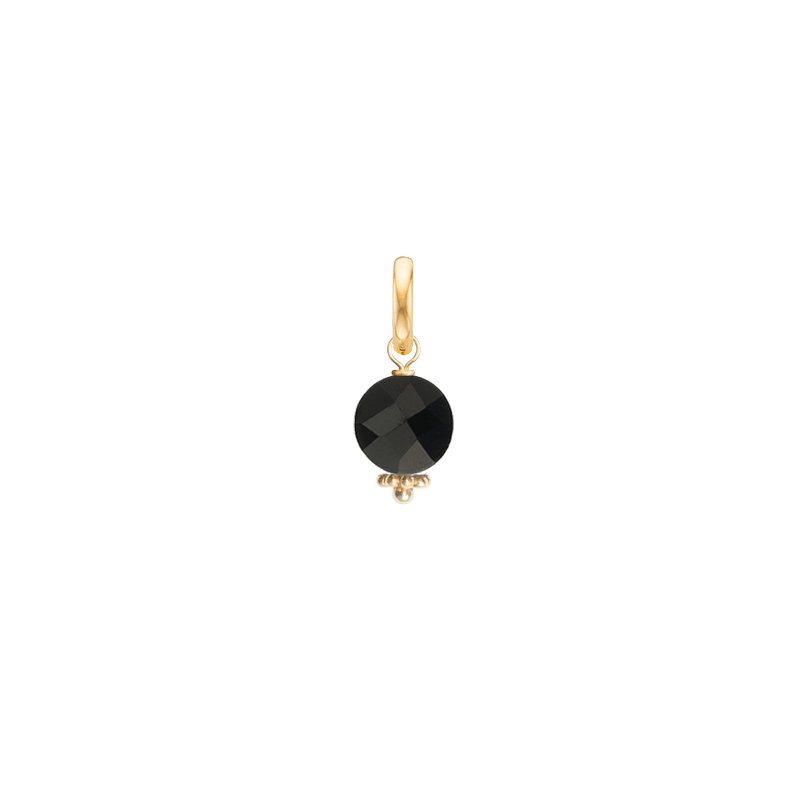 Jaipur Pastille Charm for Necklace Onyx- 18k Gold Boho bead - Perle de Lune