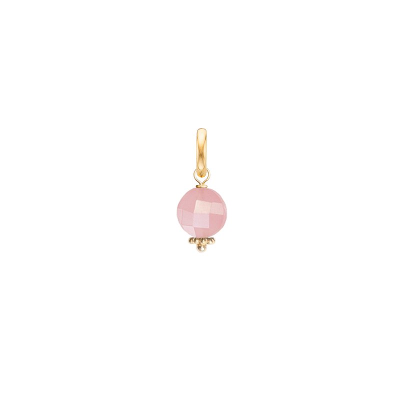 Jaipur Pastille Charm for Necklace Pink Guava Quartz - Boho bead -18k Gold - Perle de Lune