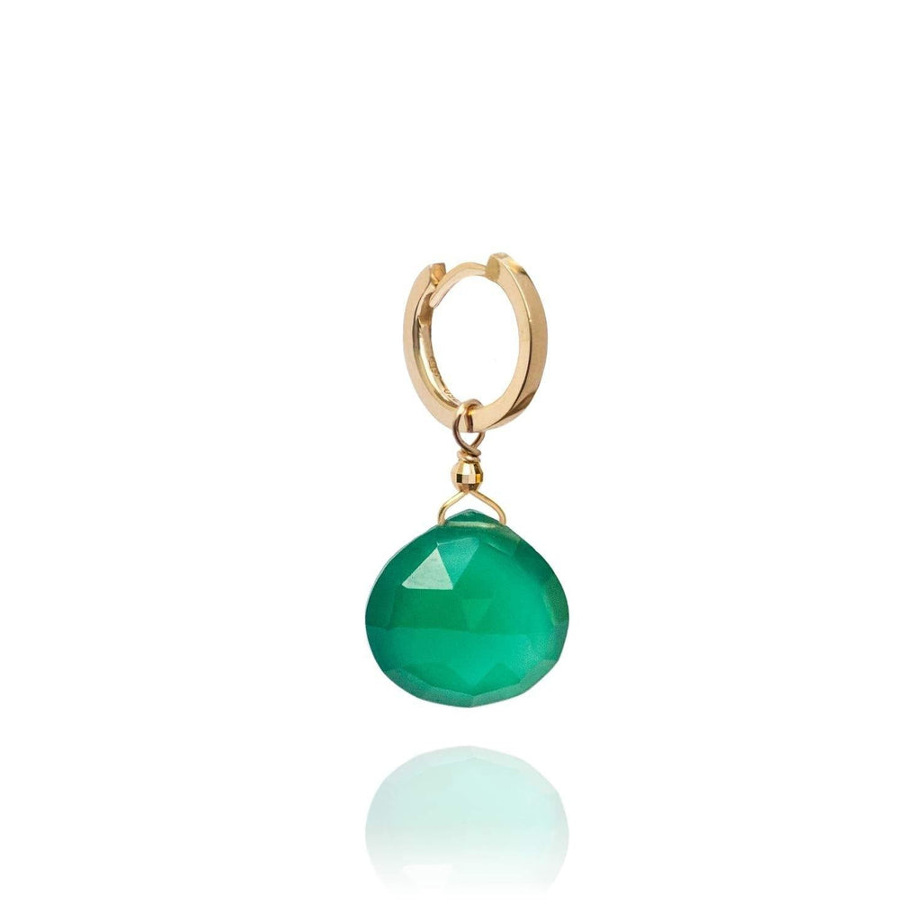 Large Drop Charm for Earring Green Agate -18k Gold - Perle de Lune