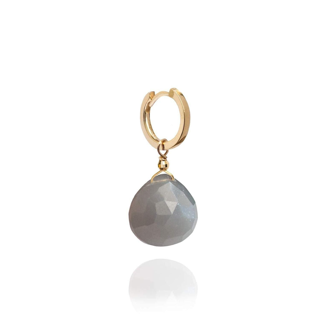 Large Drop Charm for Earring Grey Moonstone -18k Gold - Perle de Lune