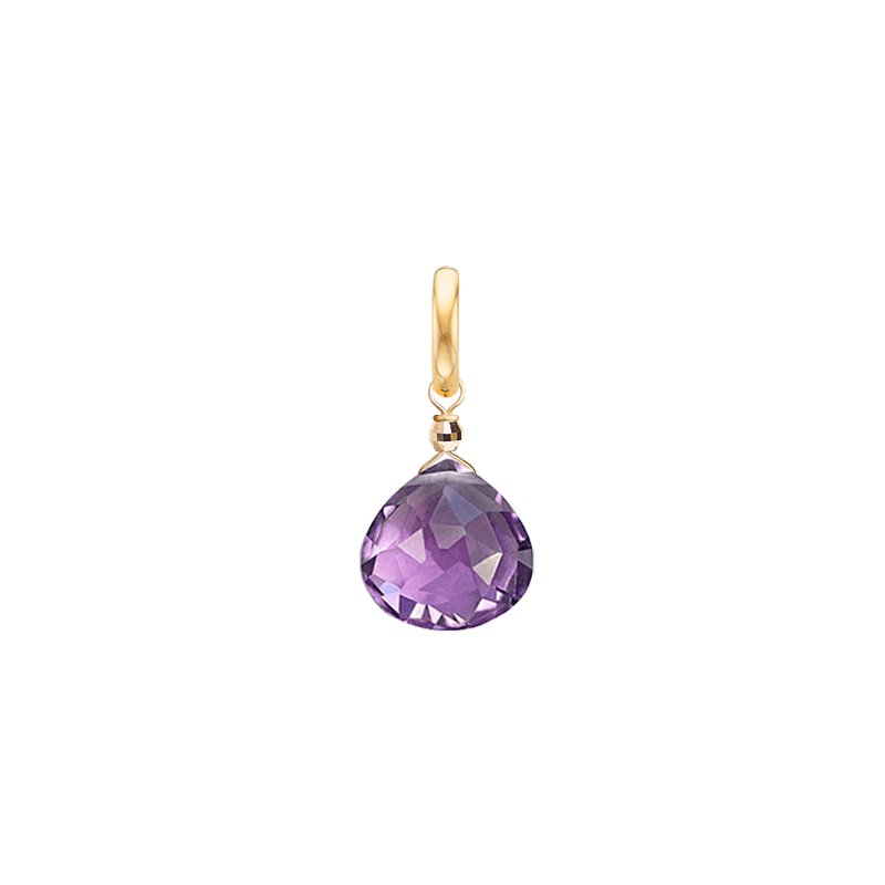 Large Drop Charm for necklace Amethyst - 18k Gold - Perle de Lune