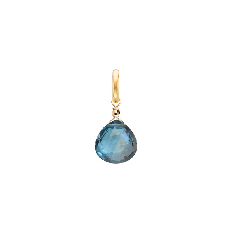 Large Drop Charm for necklace Blue Topaz - 18k Gold - Perle de Lune