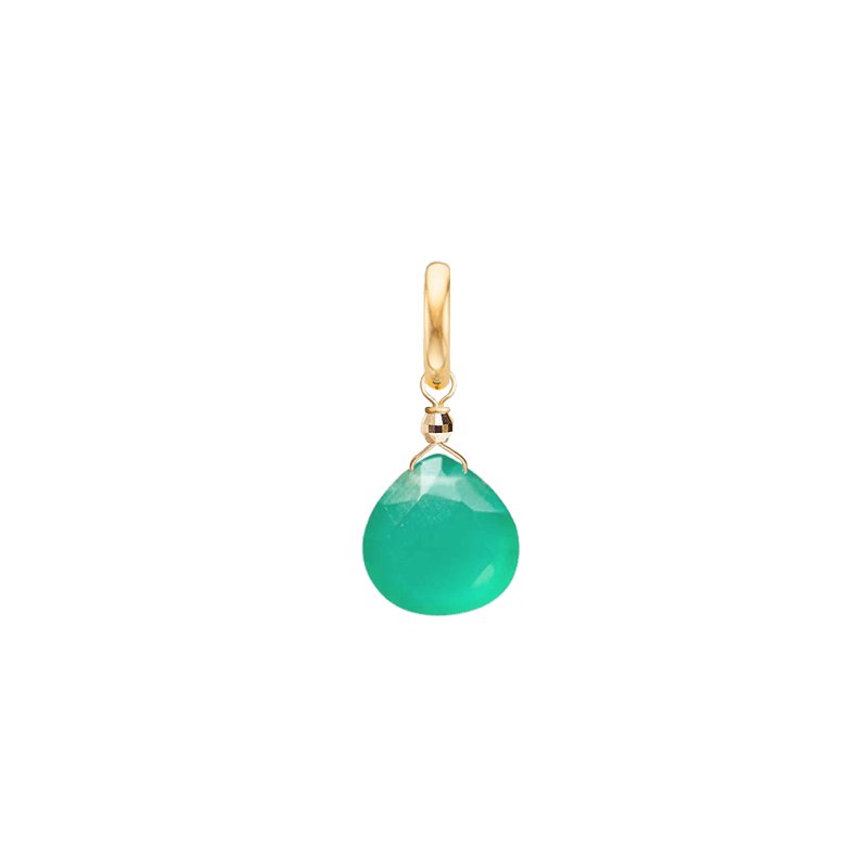 Large Drop Charm for necklace Green Agate - 18k Gold - Perle de Lune