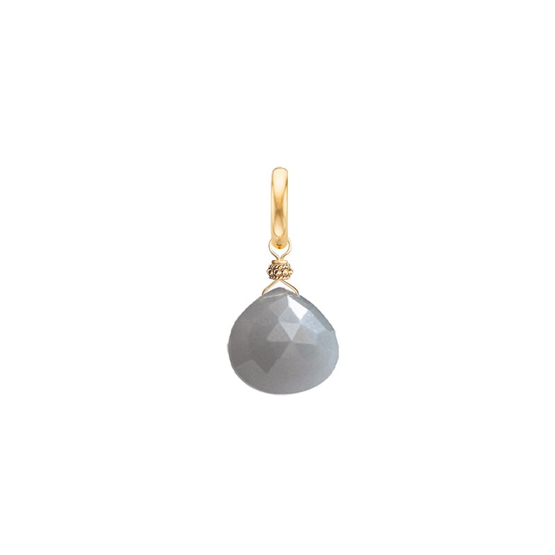 Large Drop Charm for necklace Grey Moonstone - 18k Gold - Perle de Lune