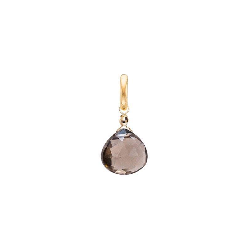 Large Drop Charm for necklace Smoky Quartz - 18k Gold - Perle de Lune