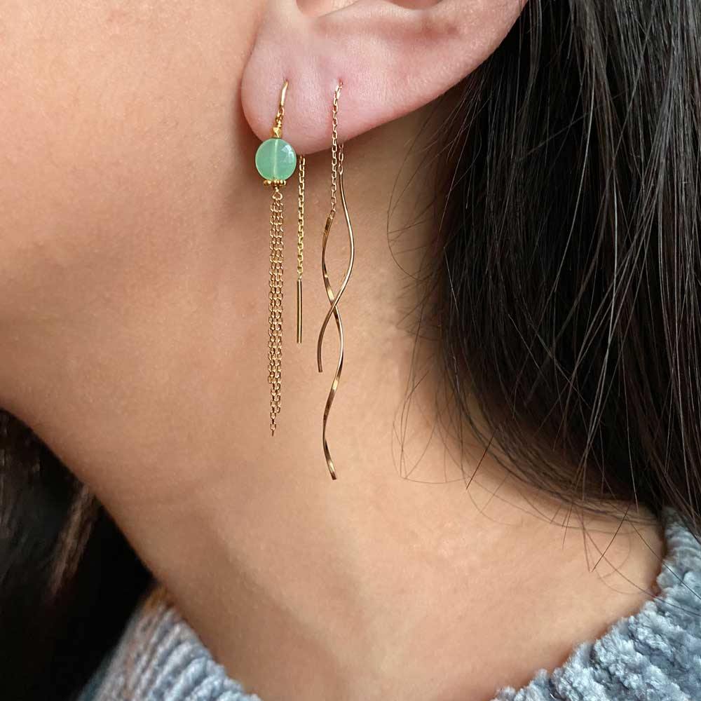 Medusa Earrings Chrysoprase - 18k Gold - Perle de Lune