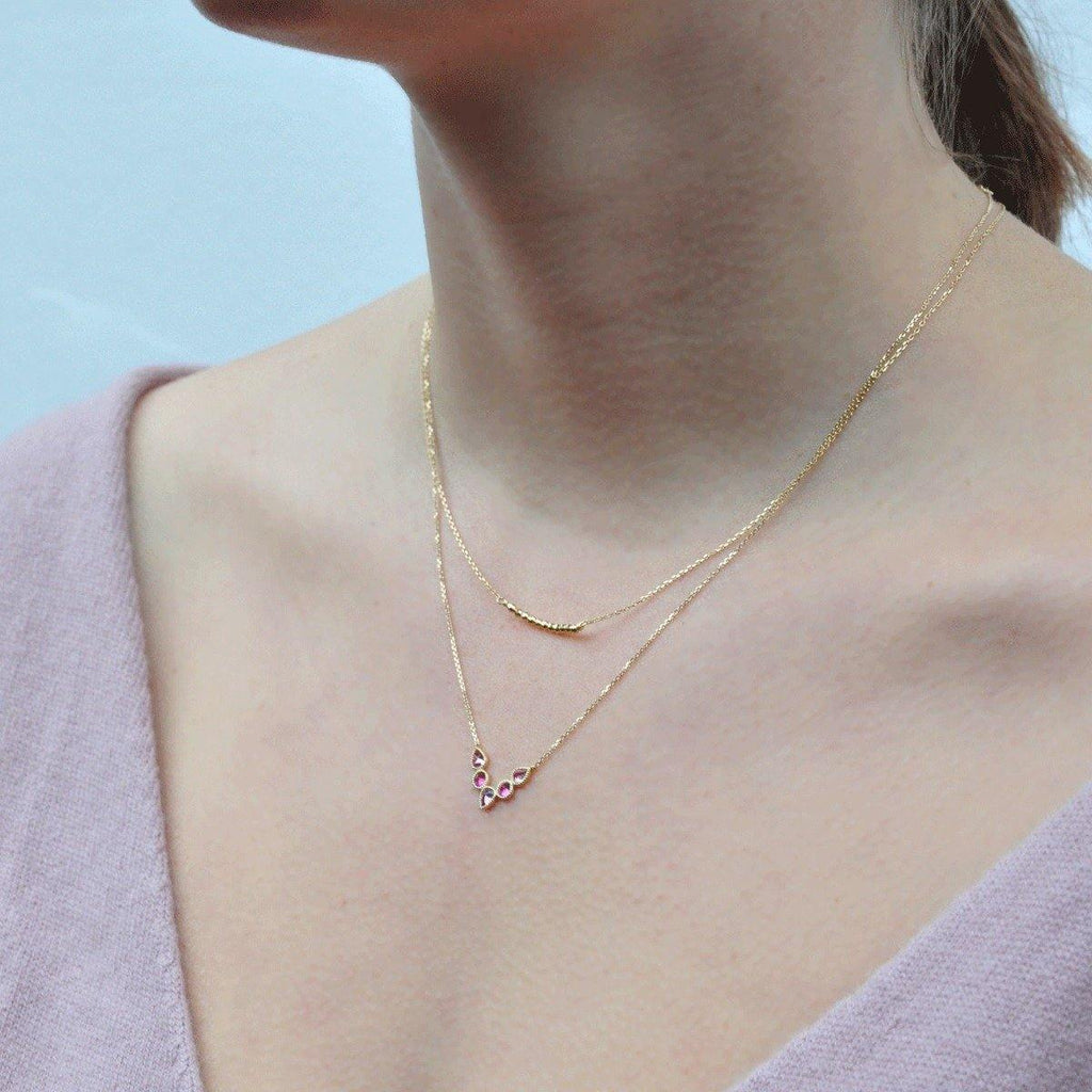 Mosaik Spike Necklace - 18k Gold Pink Tourmaline - Perle de Lune