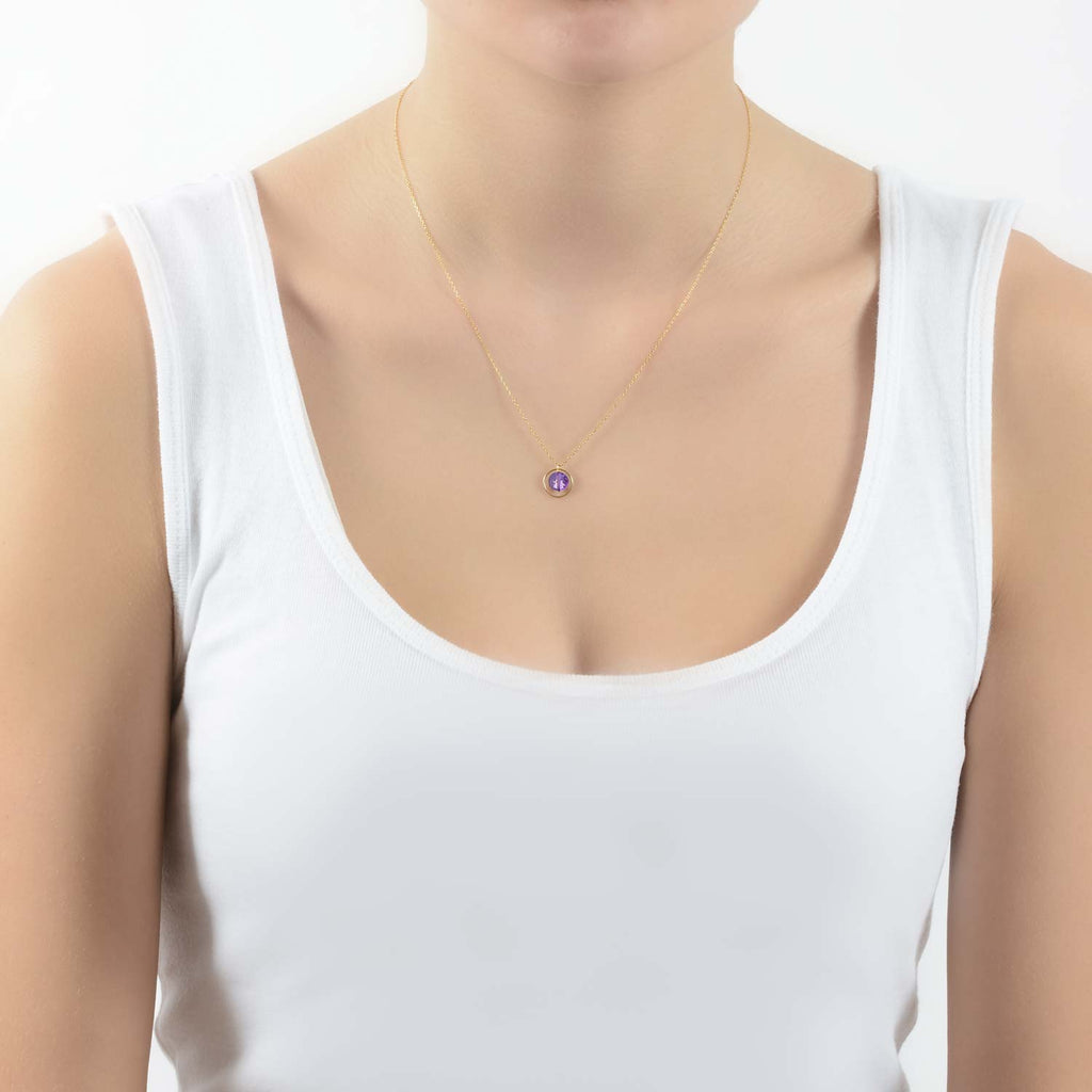 Pastille Ellipse Necklace Amethyst -18k Yellow Gold - Perle de Lune