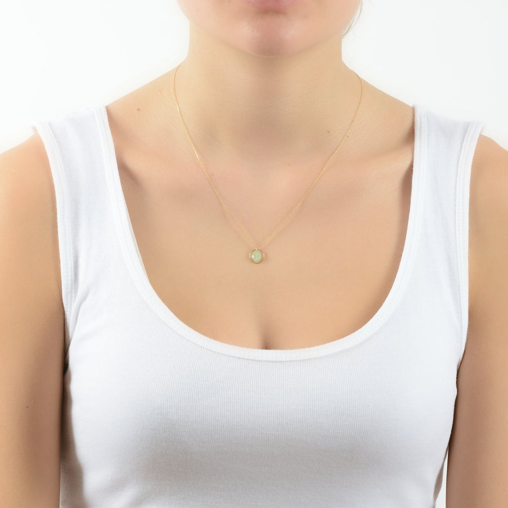 Pastille Ellipse Necklace Green Chalcedony -18k Gold - Perle de Lune