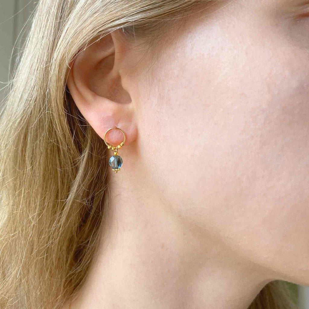 Pop Satellite Earrings Blue Topaz - 18k Gold - Perle de Lune