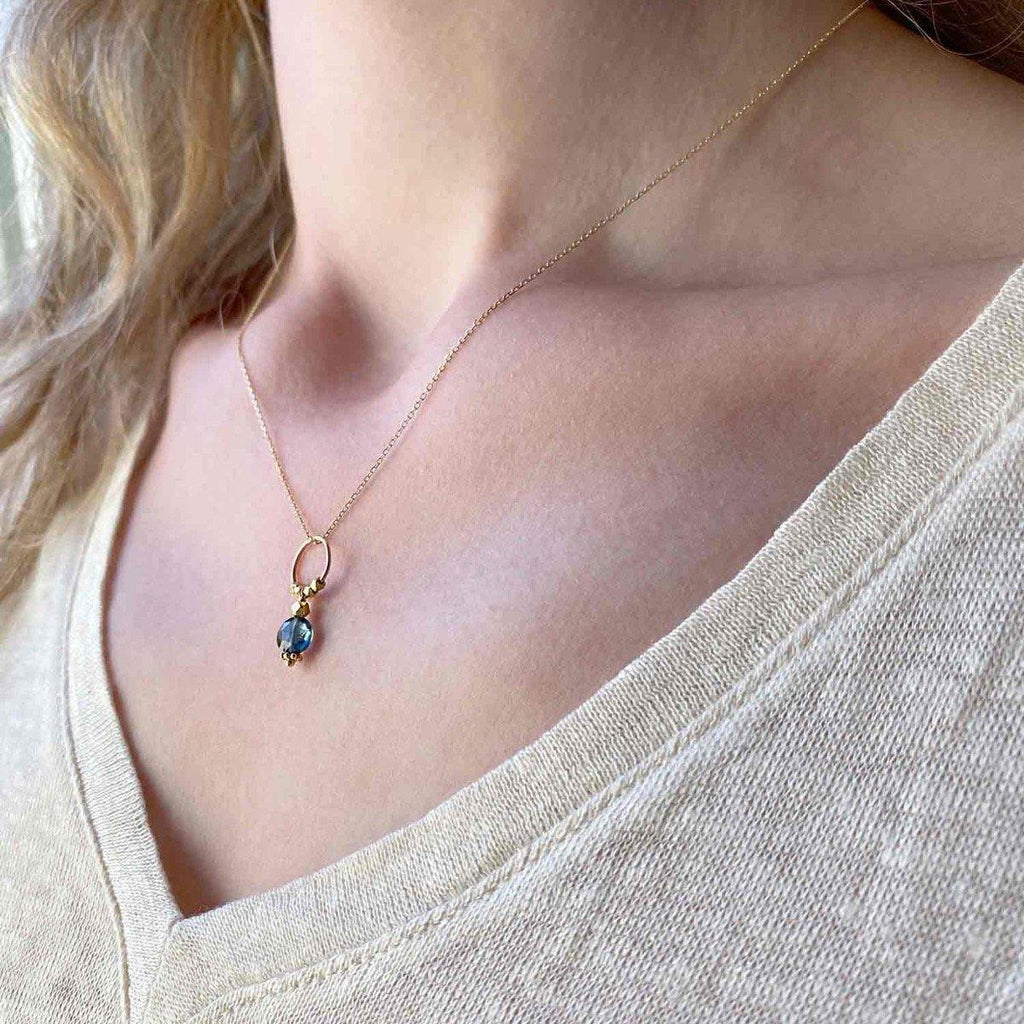 Pop Satellite Necklace Blue Topaz - 18k Gold - Perle de Lune