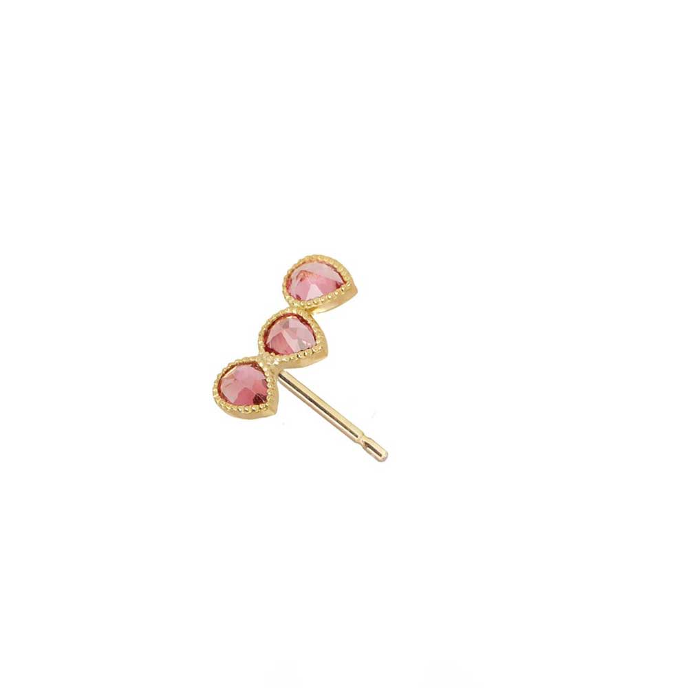 Pink Tourmaline trio Ear Climber for model left Ear 18k Gold Perle de Lune