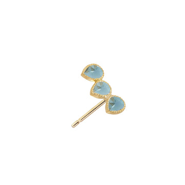 Gemstone  trio Ear Climber for right Ear - Swiss Blue Topaz  18k Gold Perle de Lune