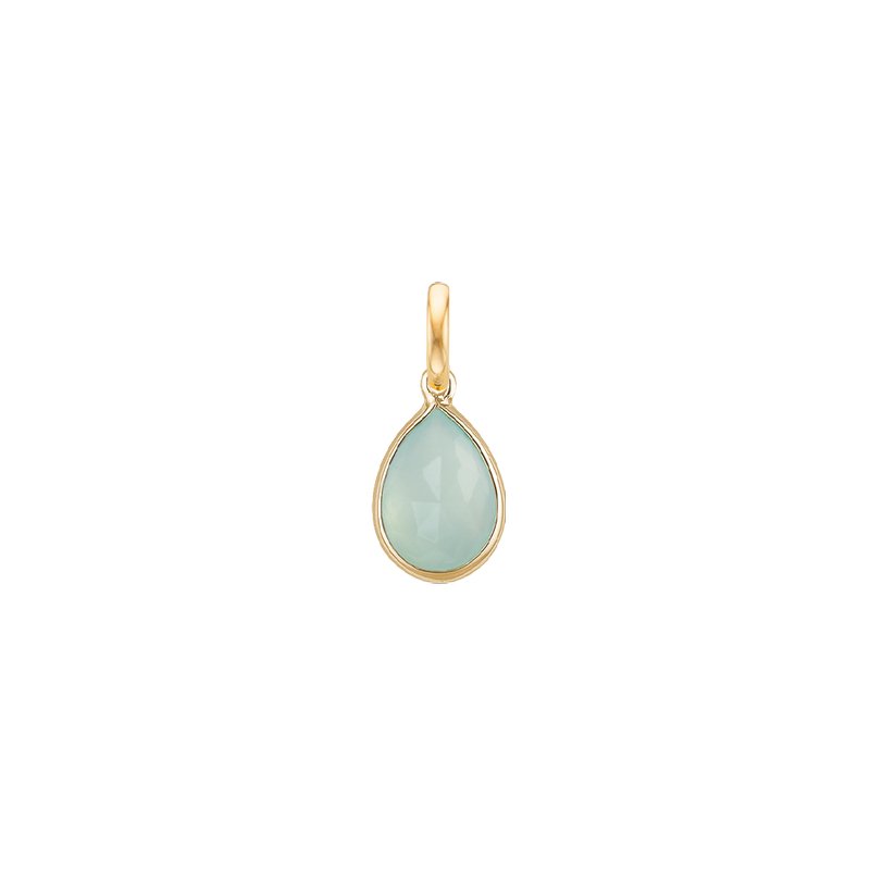 Precious Pendant for necklace Green Chalcedony- 18k gold - Perle de Lune