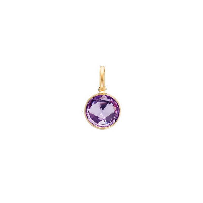 Round Charm for necklace Amethyst - 18k Gold - Perle de Lune