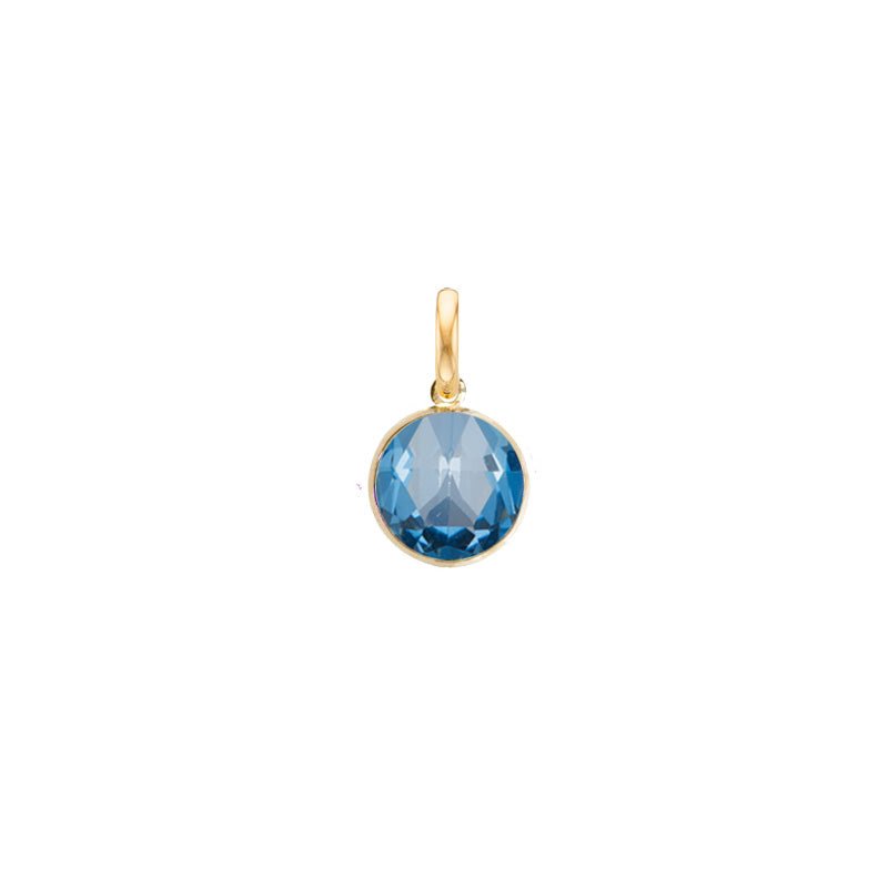 Round Charm for necklace Blue Topaz - 18k Gold - Perle de Lune