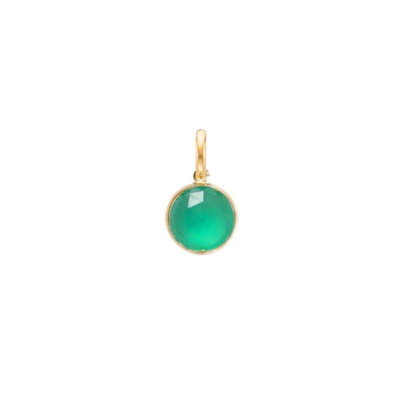 Round Charm for necklace Green Agate - 18k Gold - Perle de Lune