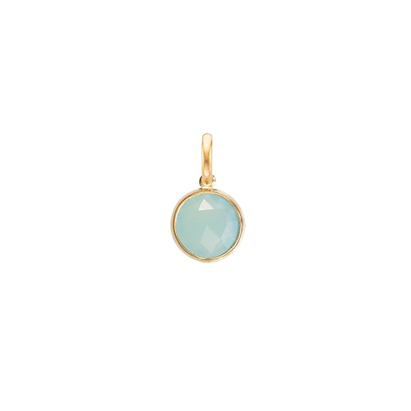 Round Charm for necklace Green Chalcedony- 18k gold - Perle de Lune