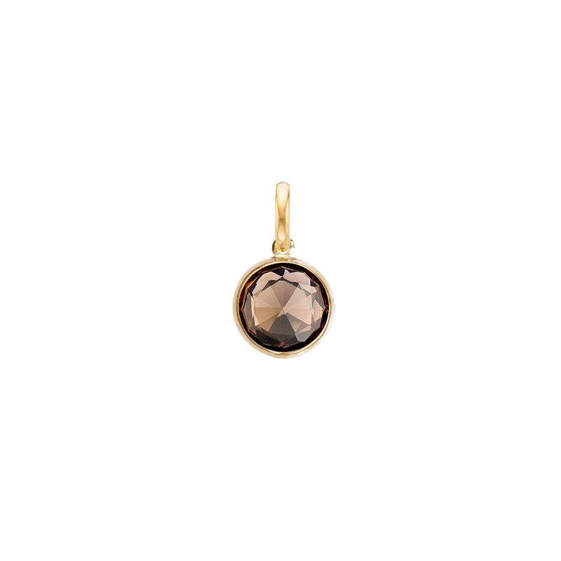 Round Charm for necklace Smoky Quartz - 18k Gold - Perle de Lune