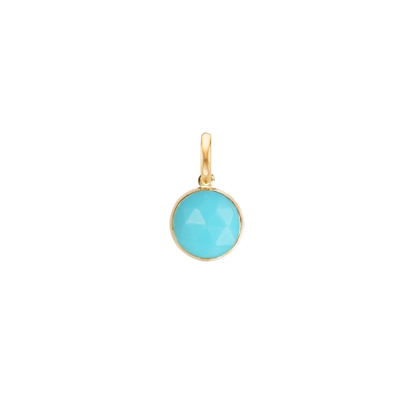 Round Charm for necklace Turquoise - 18k Gold - Perle de Lune