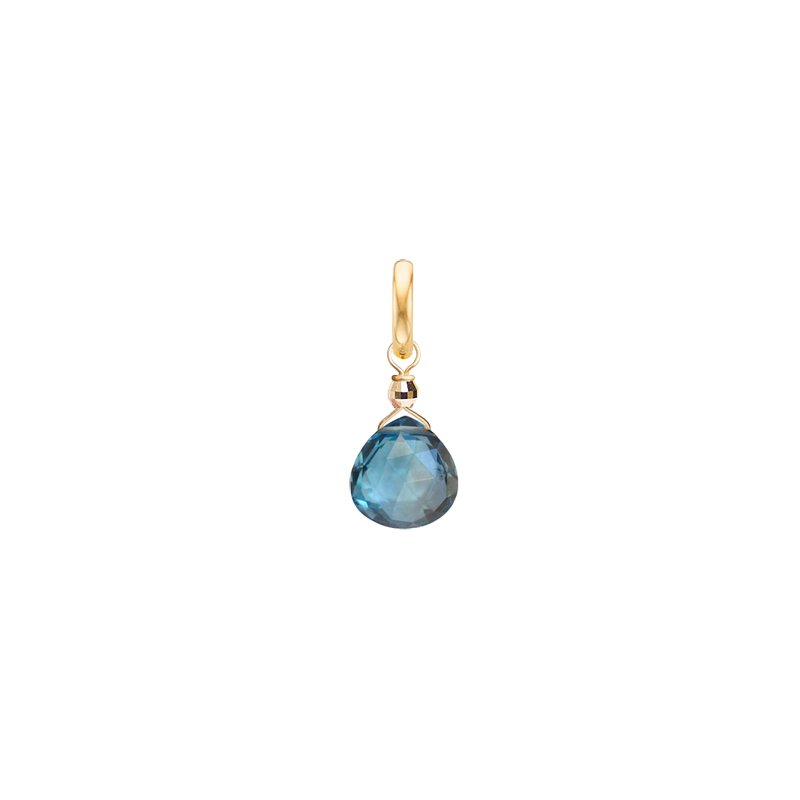 Small Drop Charm for necklace Blue Topaz -18k Gold - Perle de Lune