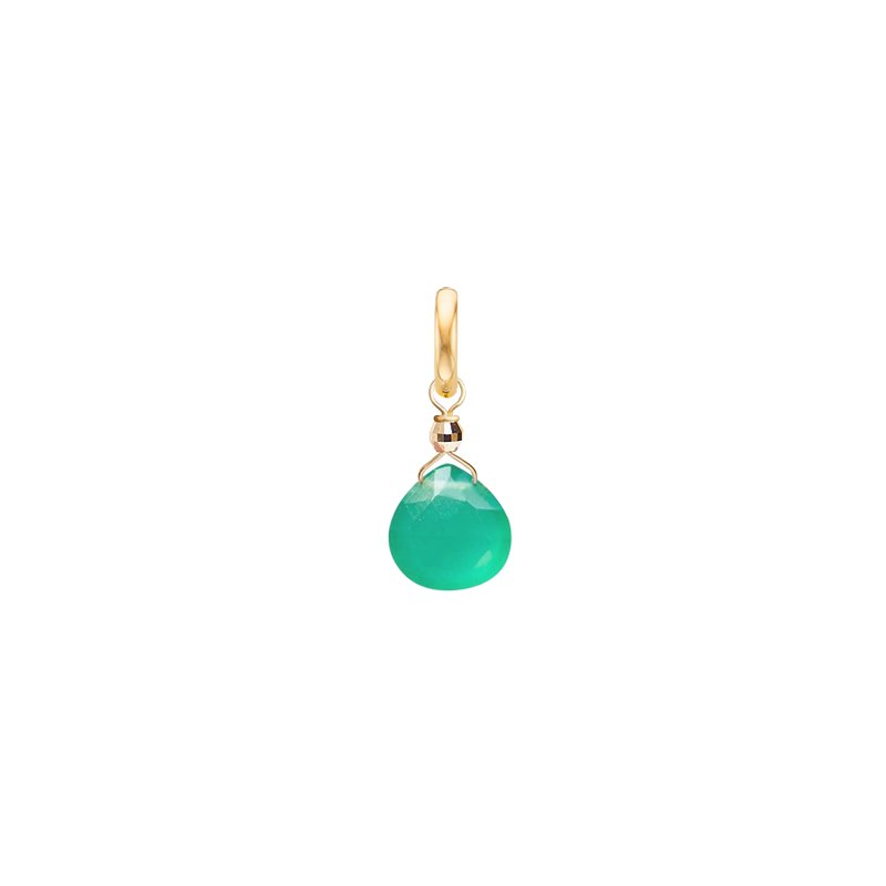 Small Drop Charm for necklace Green Agate -18k Gold - Perle de Lune