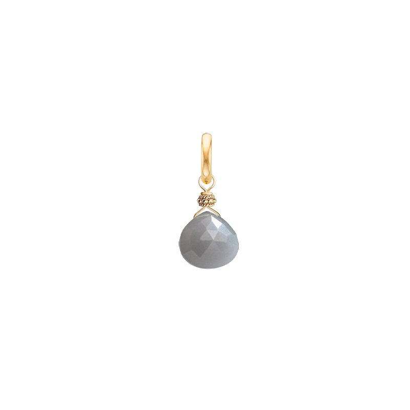 Small Drop Charm for necklace Grey Moonstone - 18k Gold - Perle de Lune