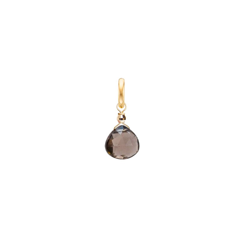 Small Drop Charm for necklace Smoky Quartz - 18k Gold - Perle de Lune