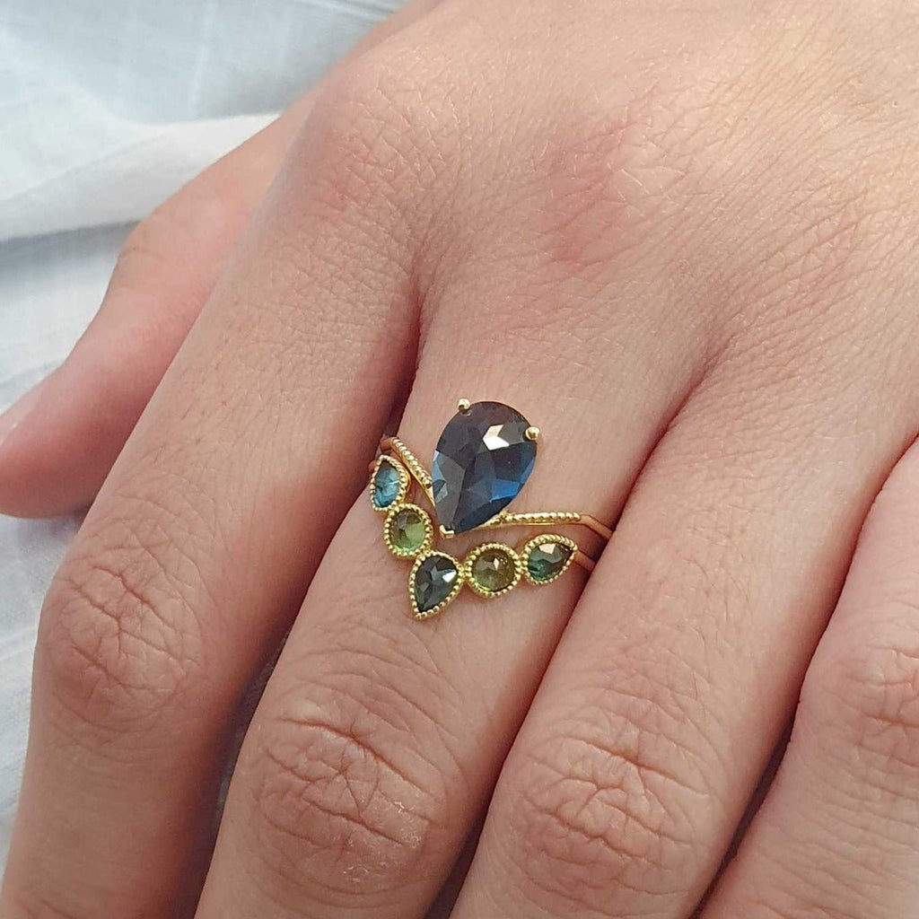 Solo Nova Ring Blue Topaz - 18k Gold - Perle de Lune