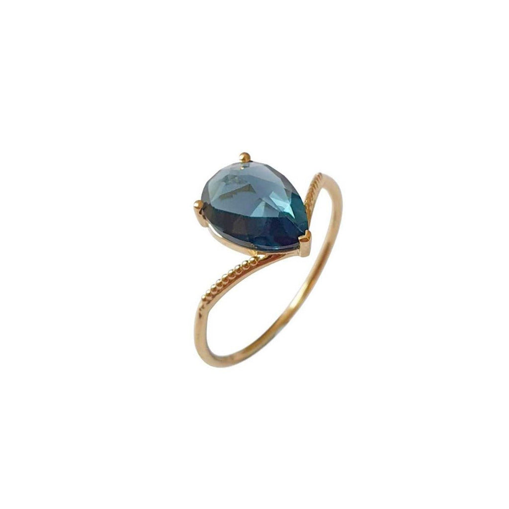 Solo Nova Ring Blue Topaz - 18k Gold - Perle de Lune