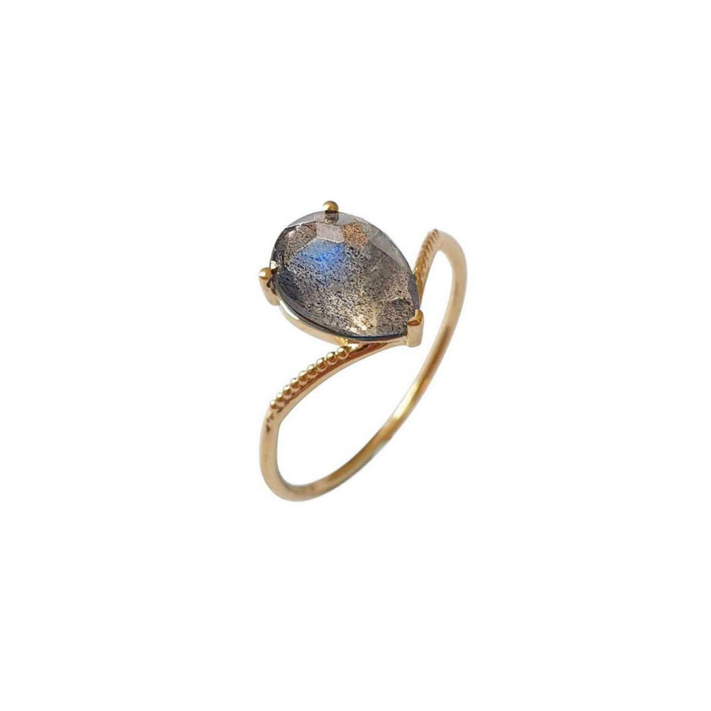 Solo Nova Ring Labradorite - 18k Gold - Perle de Lune