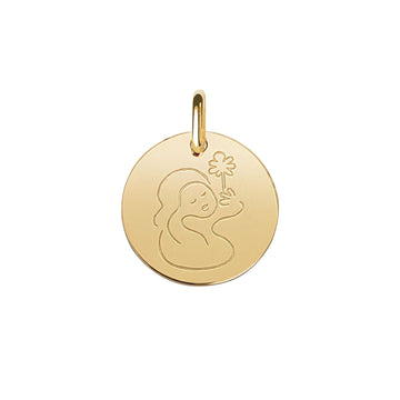Muze 18k gold vermeil peace medal charm, art inspired jewelry, dainty talisman symbol of protection, peace and serenity.Meaningful sentimental gift perfect for wife girlfriend or as friendship present