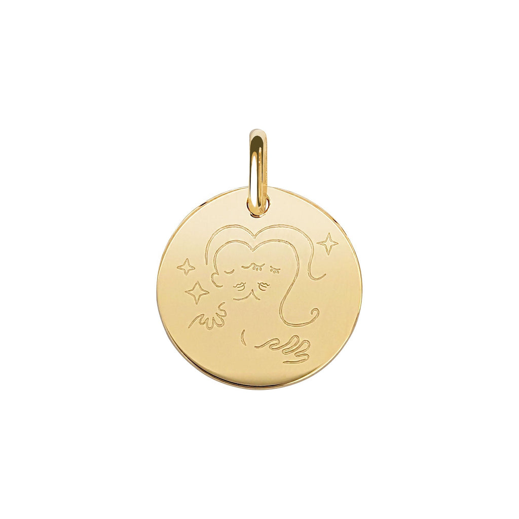 Muze 18k gold vermeil soul medal necklace, art inspired jewelry, dainty talisman symbol of love, friendship, complicity .Meaningful sentimental gift perfect for wife girlfriend or as friendship present