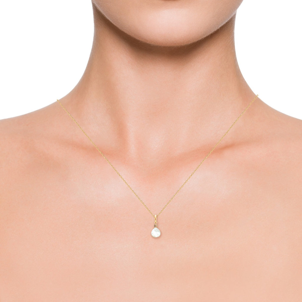 Small Drop Charm for necklace Mother Of Pearl - 18k Gold - Perle de Lune