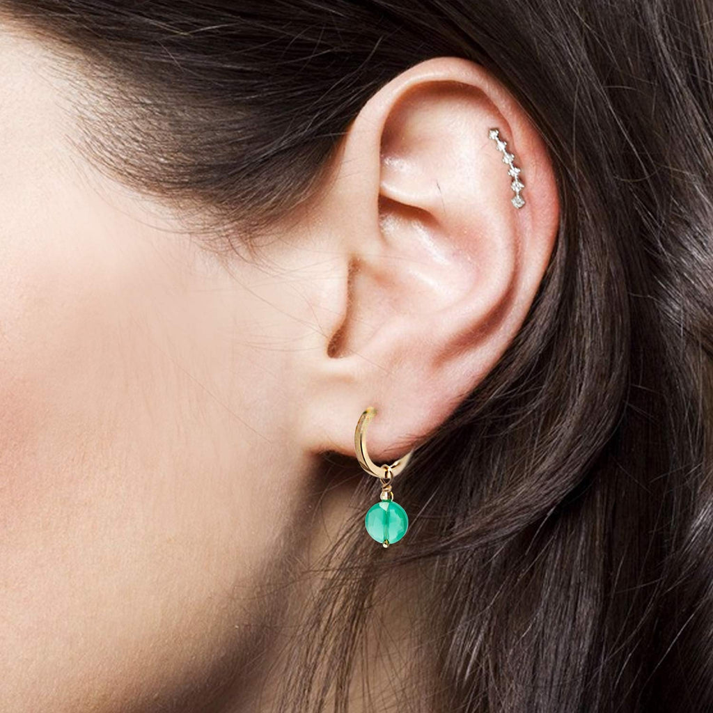 Pastille Charm for Earring Green Agate -18k Gold - Perle de Lune